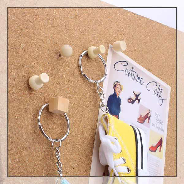 Assorted-shape Natural Wooden Push Pin Set