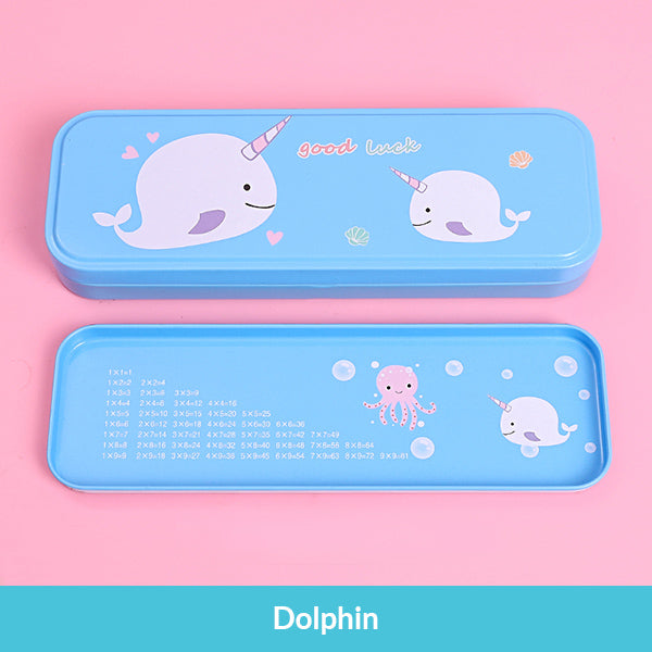 Cute-themed Metal Pencil Case with Stationery Set