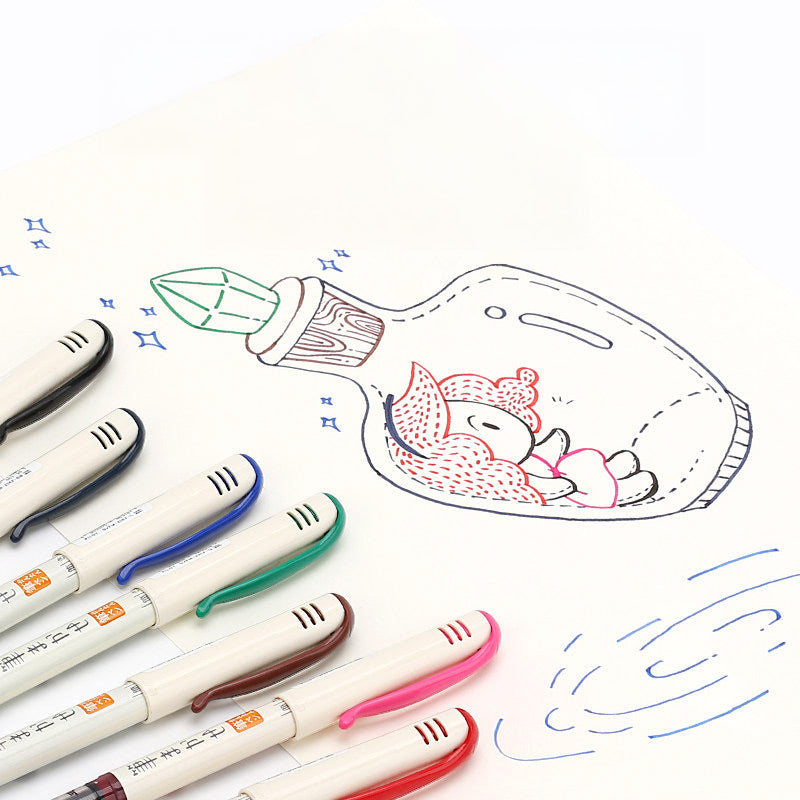 Color-coded Transparent-ink Brush Pen Set