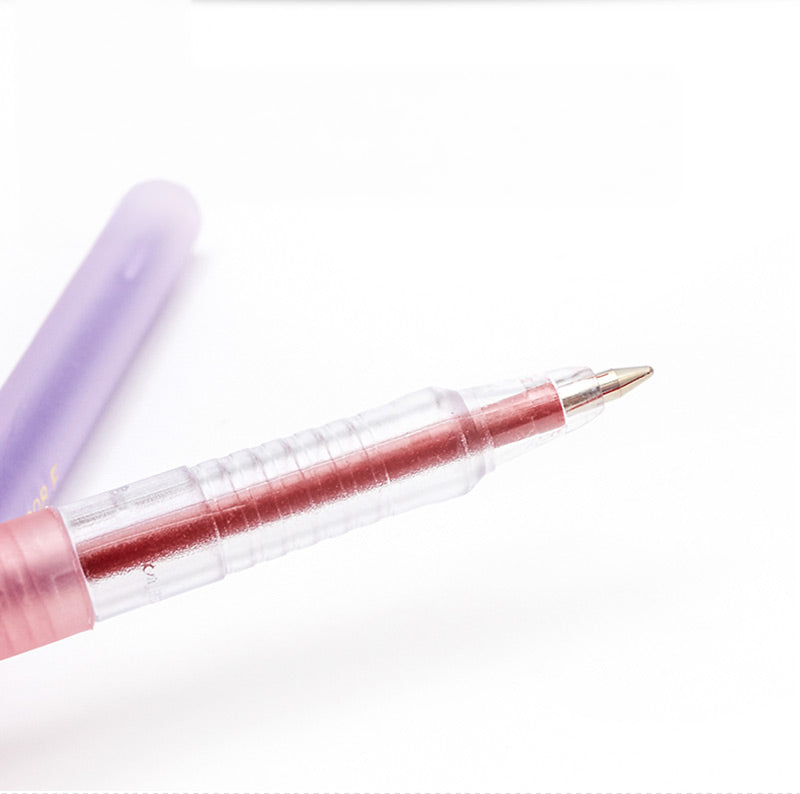 Textured-grip Transparent Barrel Ballpoint Pen 10 Pcs Set