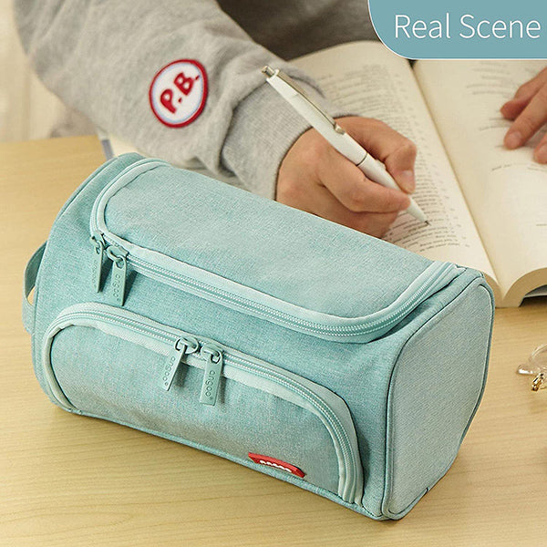 Textured Dual-compartment Pencil Case