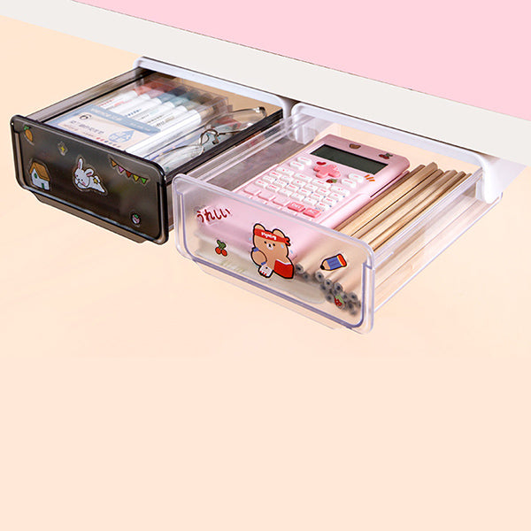 Kawaii-decorated Under Table Hanging Drawer Stationery Organizer