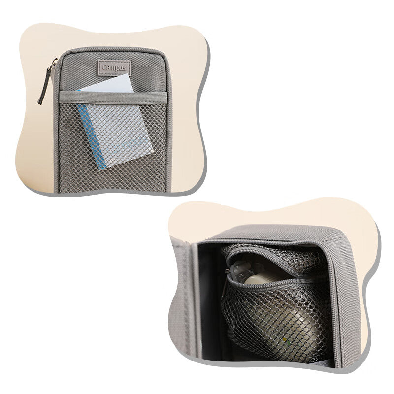 Textured-woven Dual-compartment Pencil Case