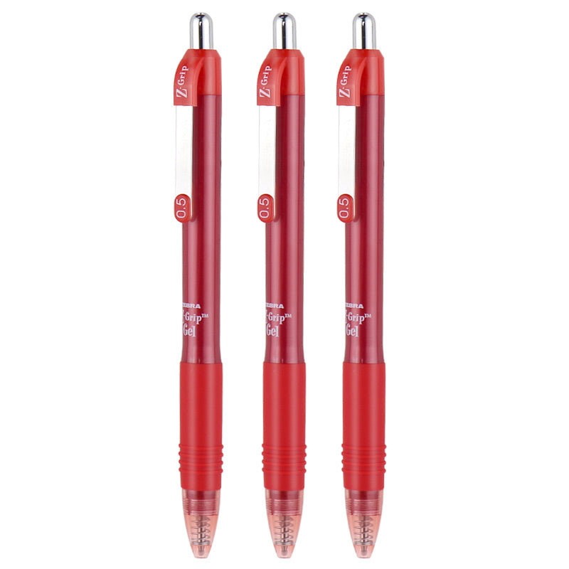 Ridged-grip Transparent-ink Window Retractable Gel Pen 3 Pcs Pack