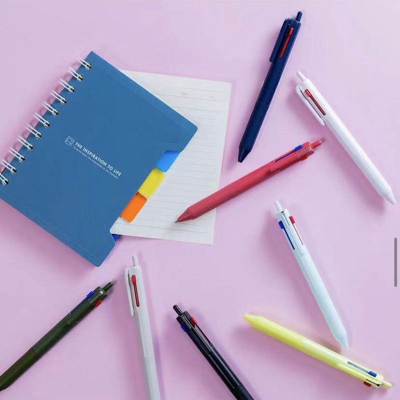 Color-coded Click-action Multi-color Ballpoint Pen and Refill with Notebook Set