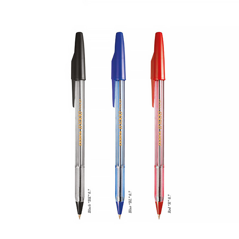 Textured-grip Transparent Ballpoint Pen 3 Pcs Pack